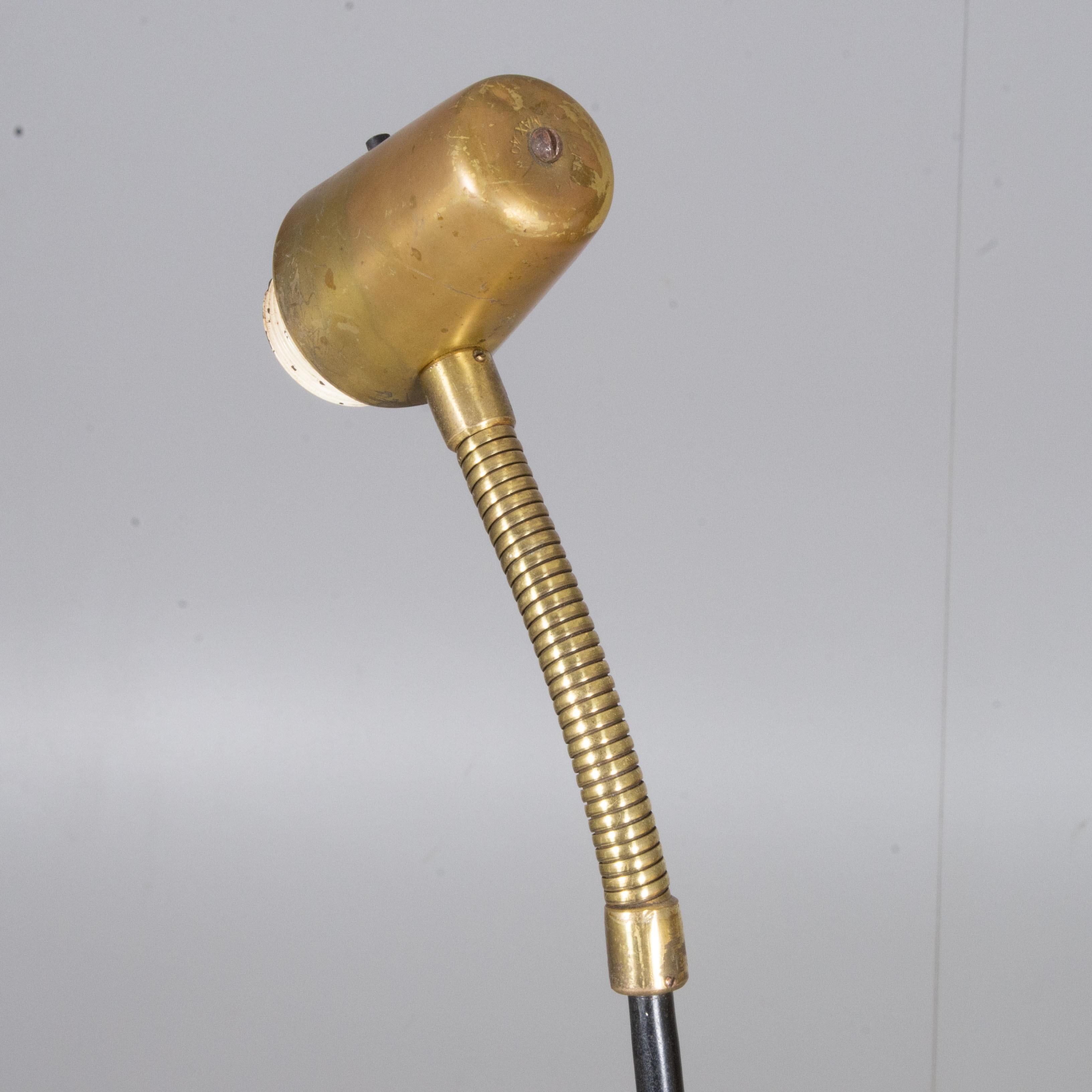 EAE Midcentury Brass and Black Floor Lamp In Good Condition In New York, NY