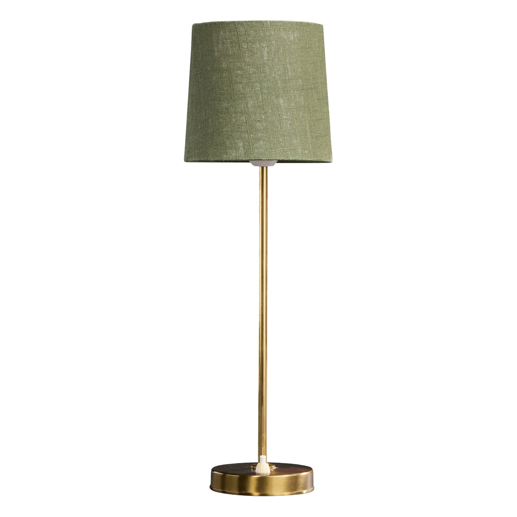 E.A.E., lampe de table, laiton, tissu, Suède, années 1950