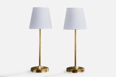 EAE, Table Lamps, Brass, Fabric, Sweden, 1950s