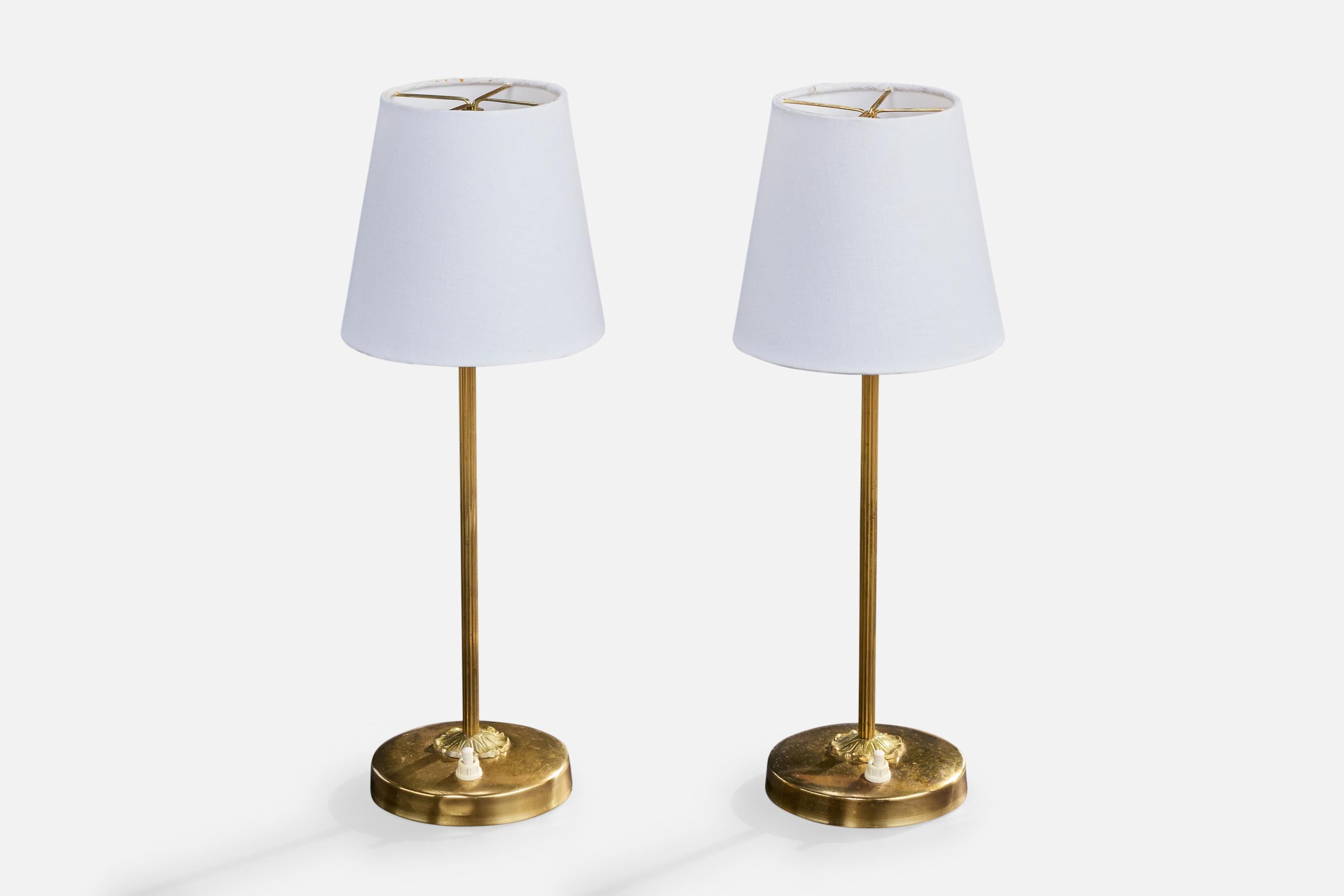 Mid-Century Modern EAE, lampes de table, laiton, Fabrice, Suède, années 1950 en vente