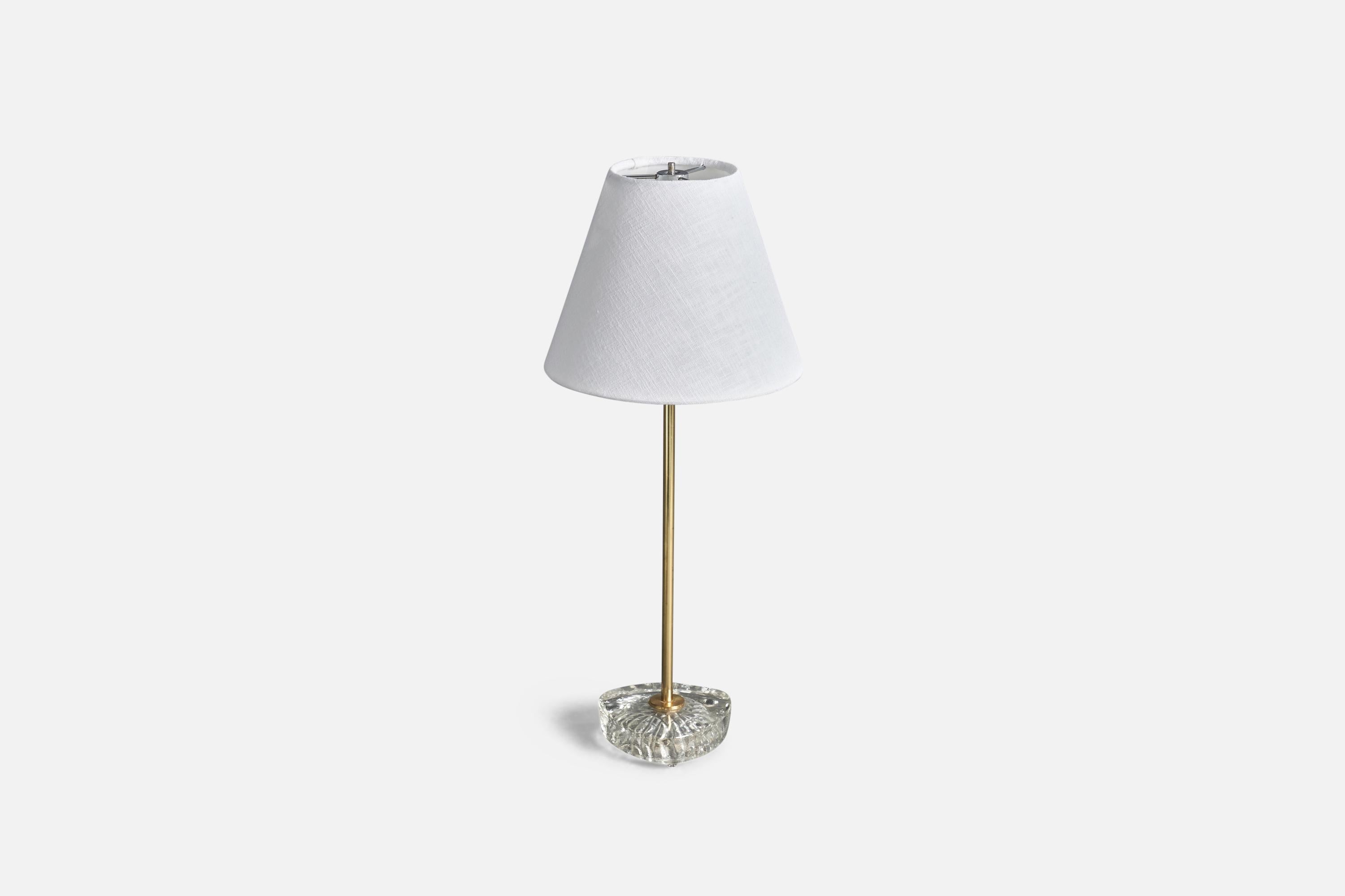 Mid-Century Modern Eae, Table Lamps, Brass, Glass, Sweden, 1940s