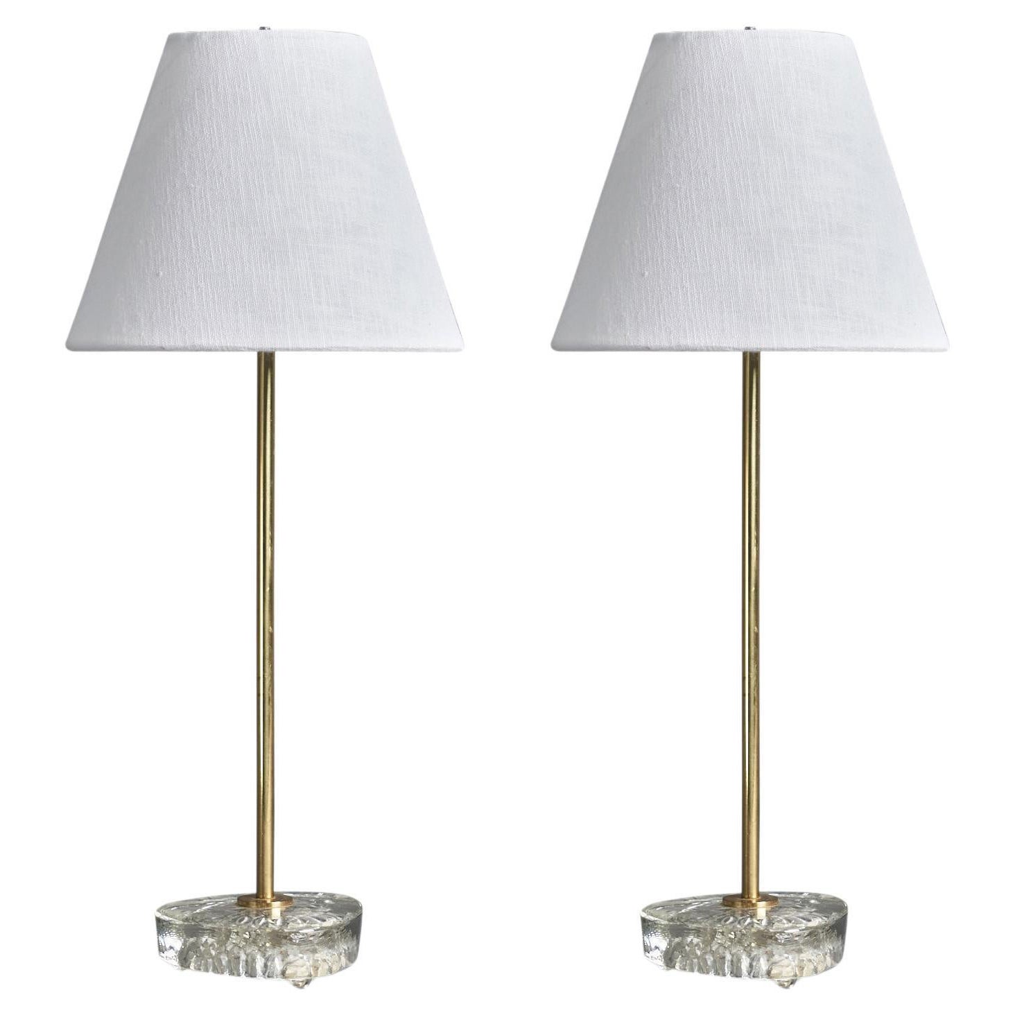 Eae, Table Lamps, Brass, Glass, Sweden, 1940s