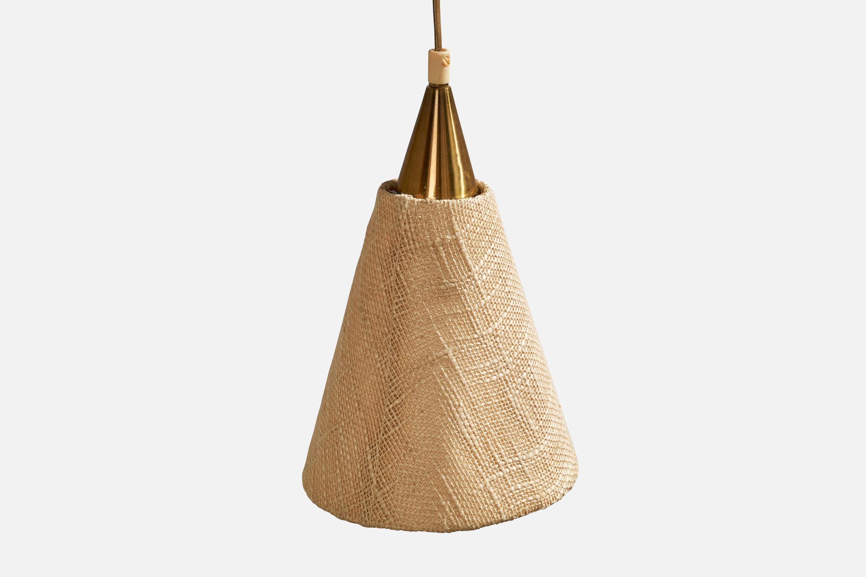 EAE, Wall Light, Brass, Fabric, Sweden, 1940s For Sale 1