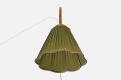 EAE, Wall Light, Brass, Fabric, Sweden, 1950s