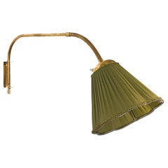 EAE, Wall Light, Brass, Fabric, Sweden, 1950s