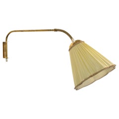 EAE, Wall Light, Brass, Fabric, Sweden, 1950s