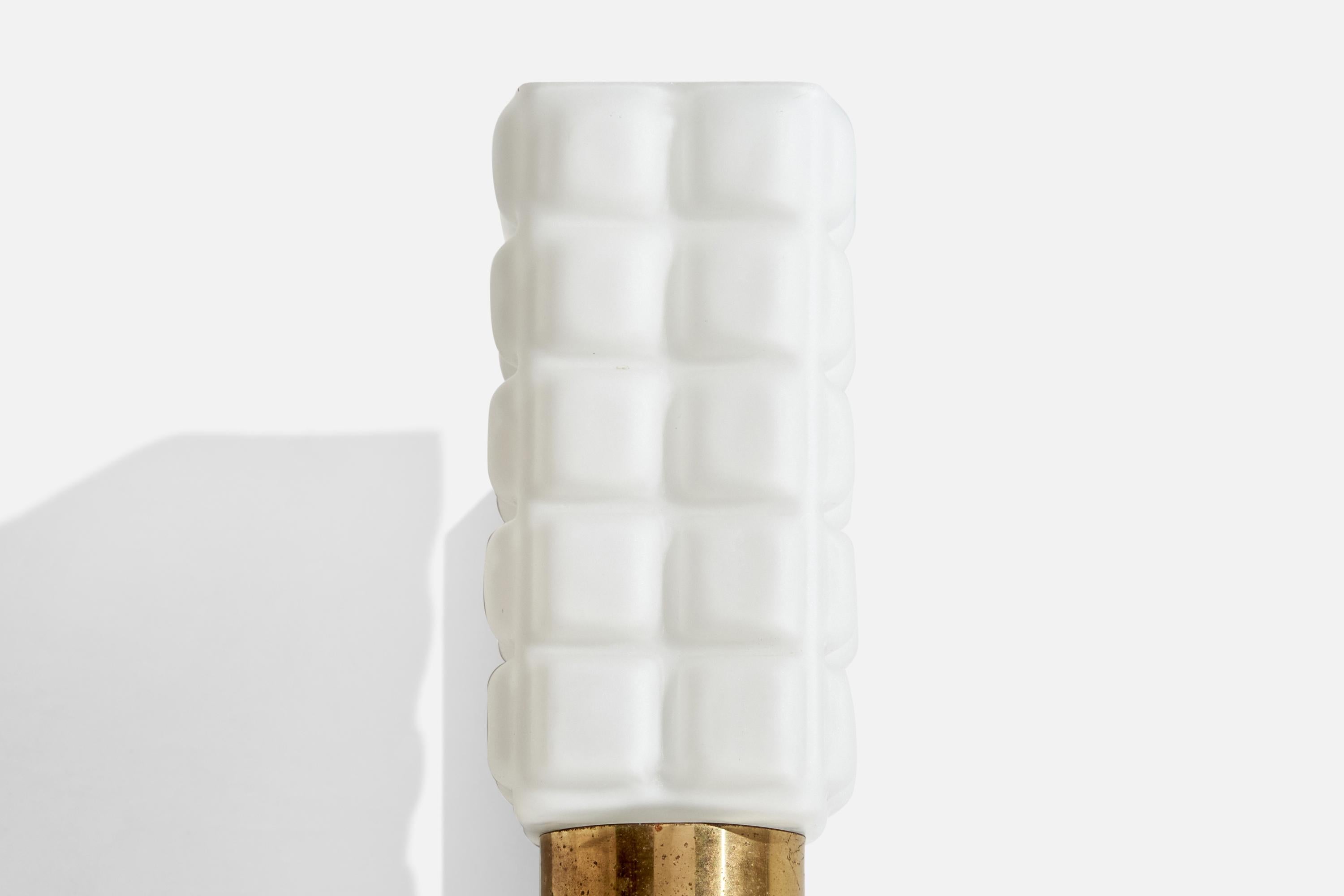 E.A.E, Wall Light, Brass, Oak, Glass, Sweden, 1950s For Sale 3