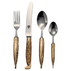 Eaglador Bronze Handled Flatware, Morel, 16 Pieces