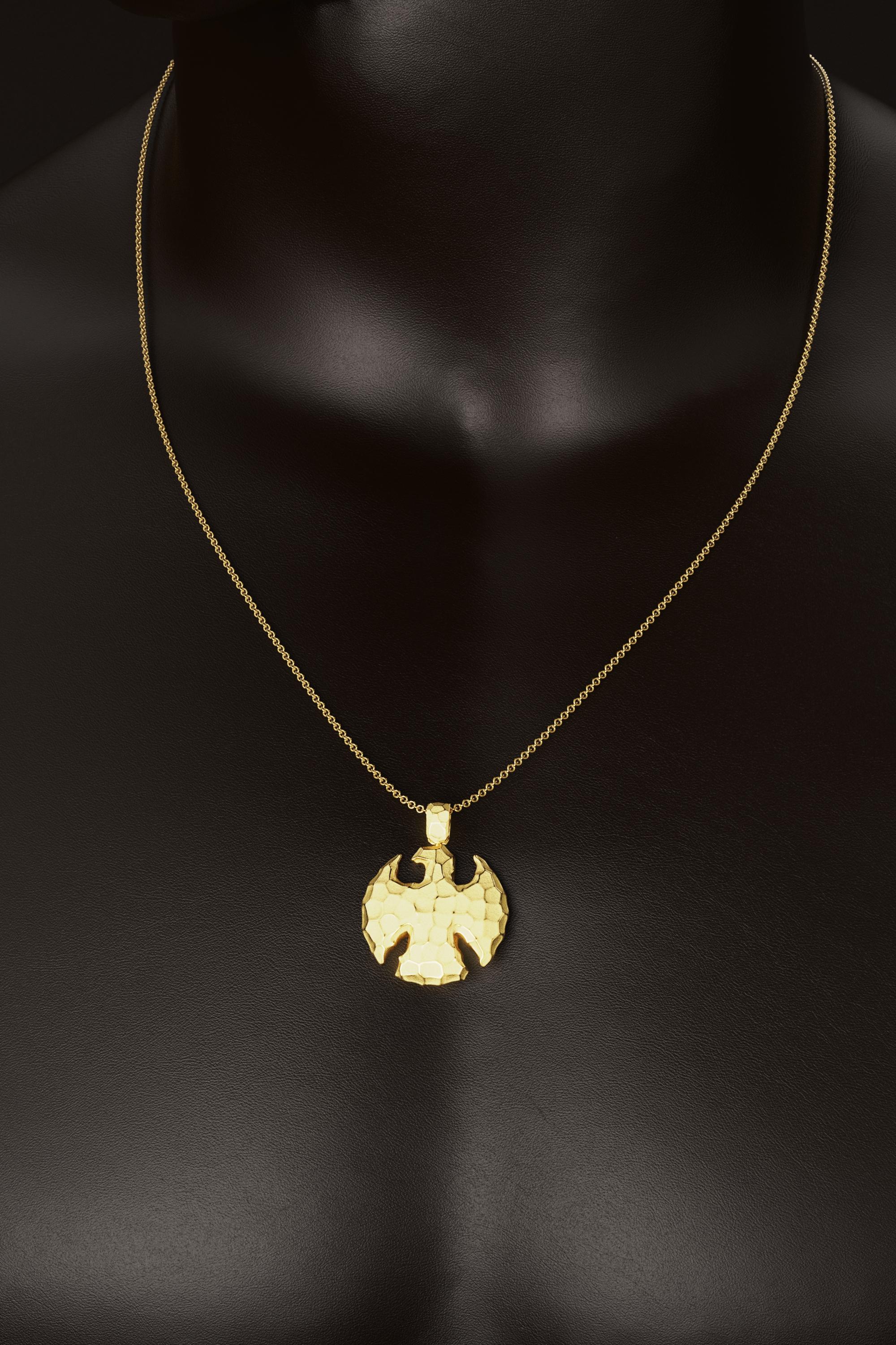 Eagle 18K Gold Pendant Necklace by Oltremare Gioielli Made in Italy For Sale 6