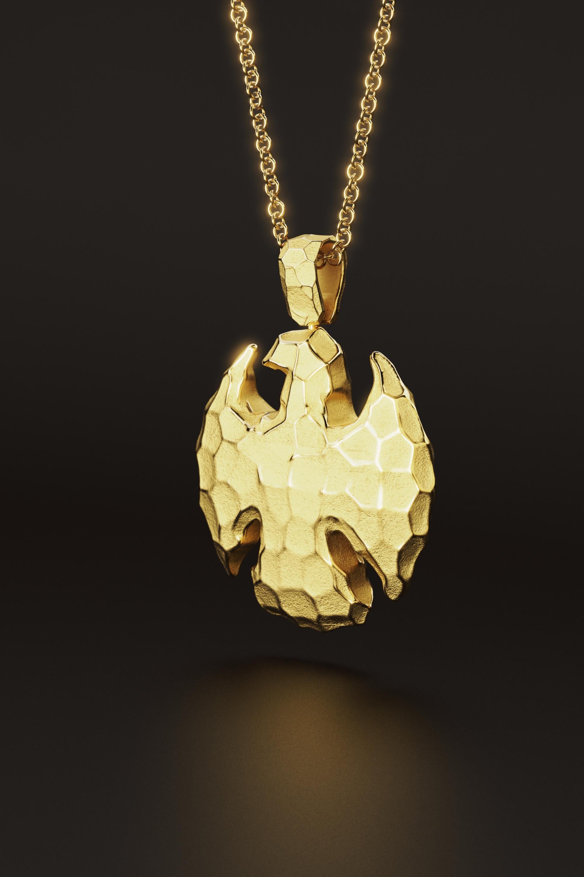 Contemporary Eagle 18K Gold Pendant Necklace by Oltremare Gioielli Made in Italy For Sale