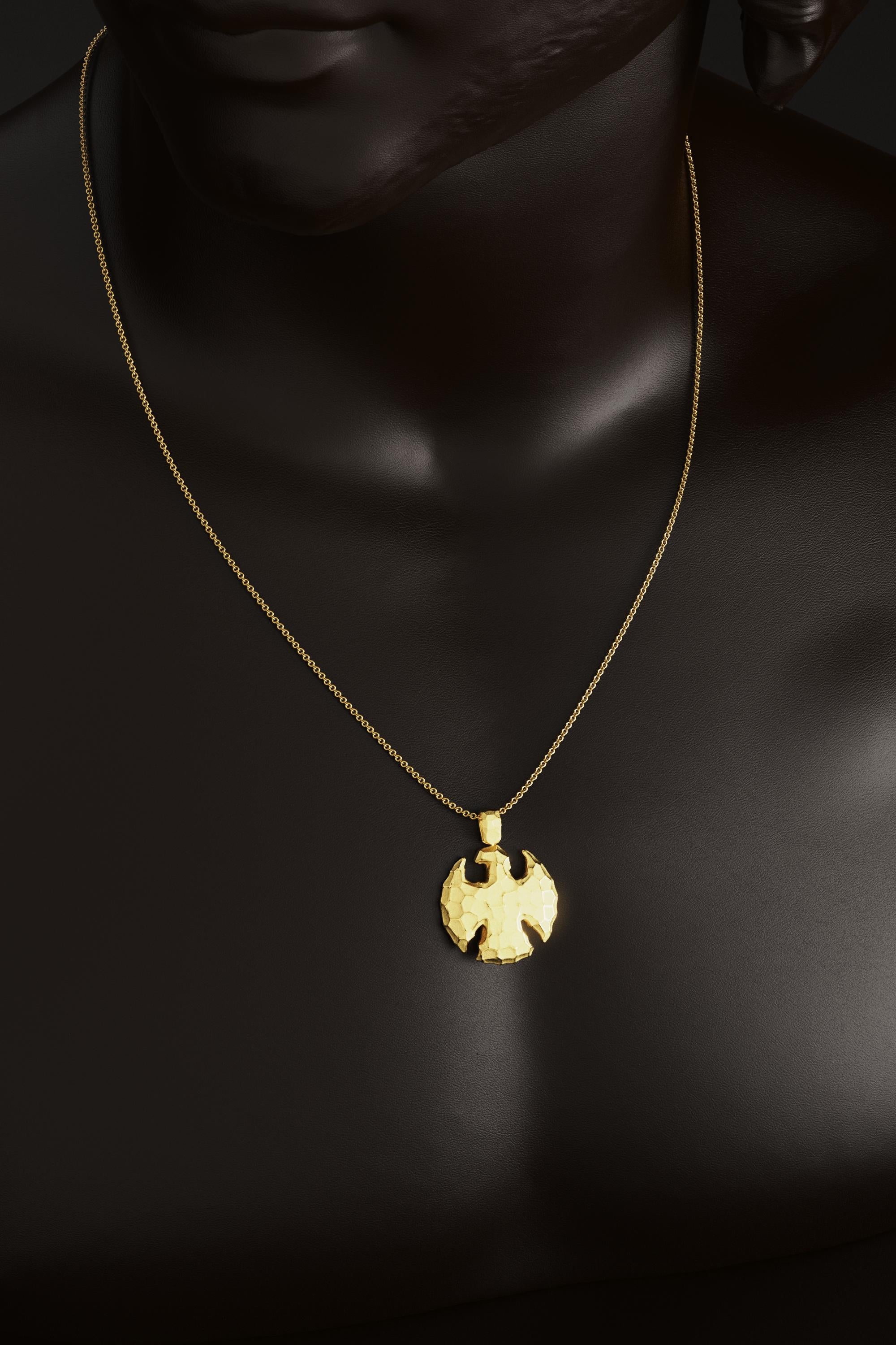 Eagle 18K Gold Pendant Necklace by Oltremare Gioielli Made in Italy In New Condition For Sale In Camisano Vicentino, VI