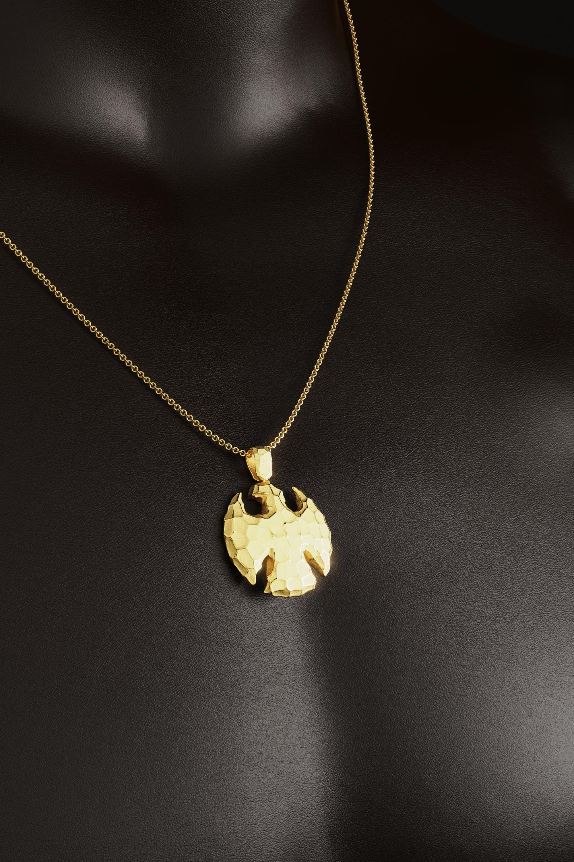 Women's or Men's Eagle 18K Gold Pendant Necklace by Oltremare Gioielli Made in Italy For Sale