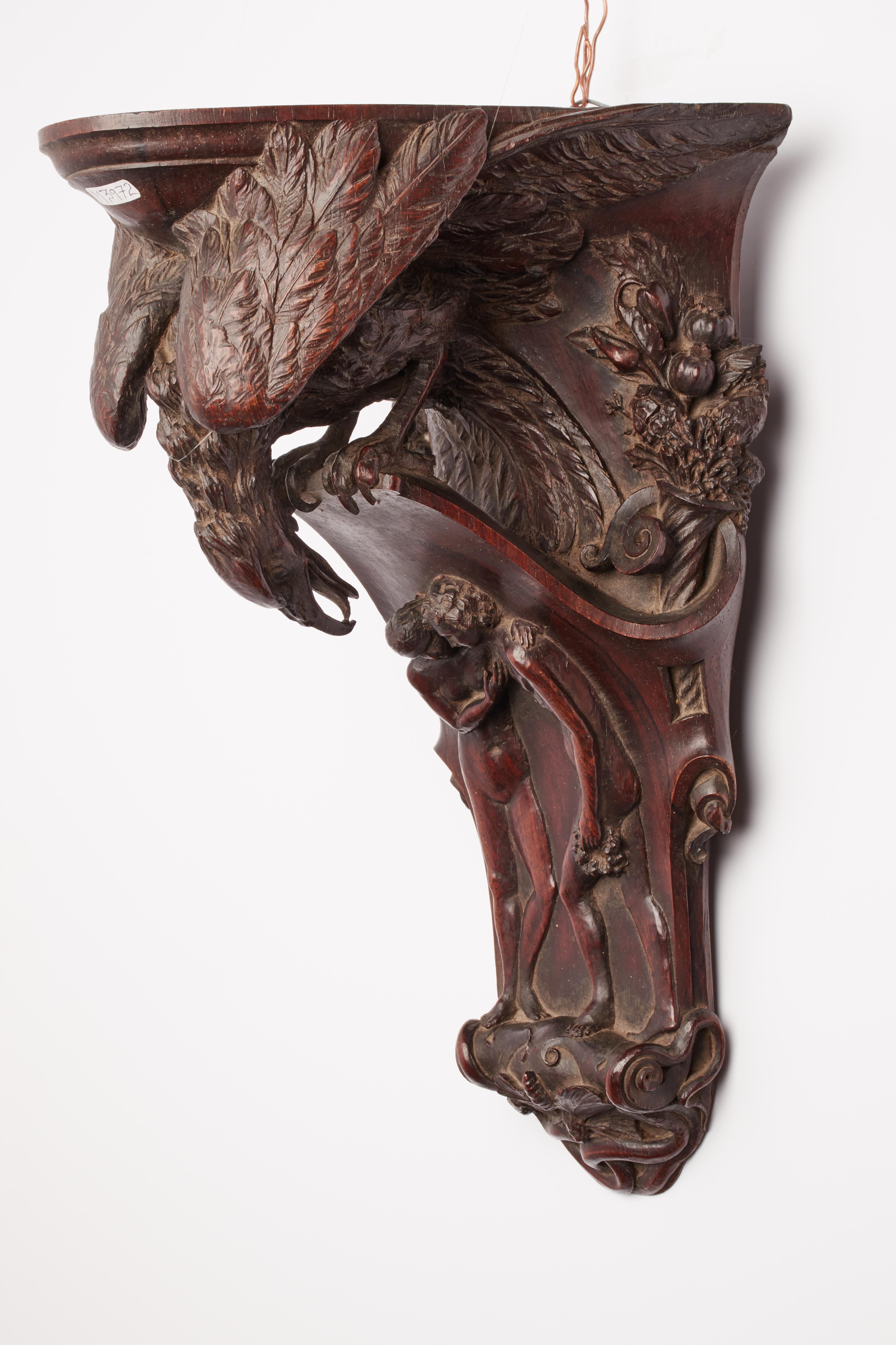 Eagle, Adam, Eve with a Bee, Rosewood Sculpture, Italy, 1831 In Excellent Condition For Sale In Milan, IT