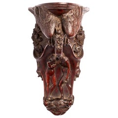 Antique Eagle, Adam, Eve with a Bee, Rosewood Sculpture, Italy, 1880