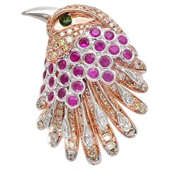 Eagle Bird Diamonds Pave Ruby & Multi Gemstone 18K Rose Gold Animal Ring