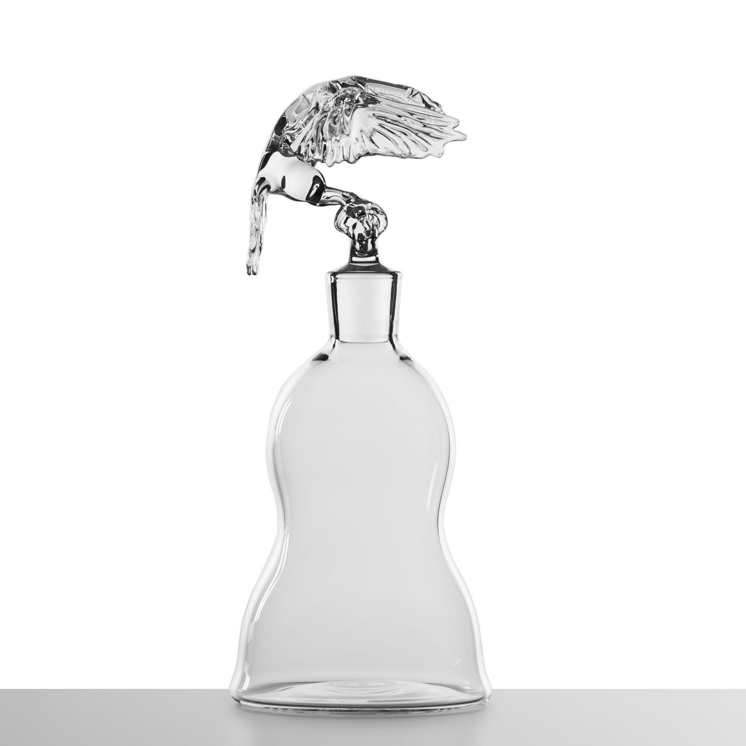 Modern 'Eagle Bottle' Hand Blown Glass Bottle by Simone Crestani For Sale