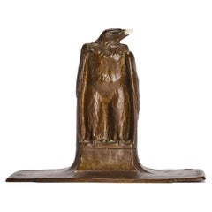 Encrier en bronze en forme d'aigle, signé Anton Puchegger, Autriche, vers 1890