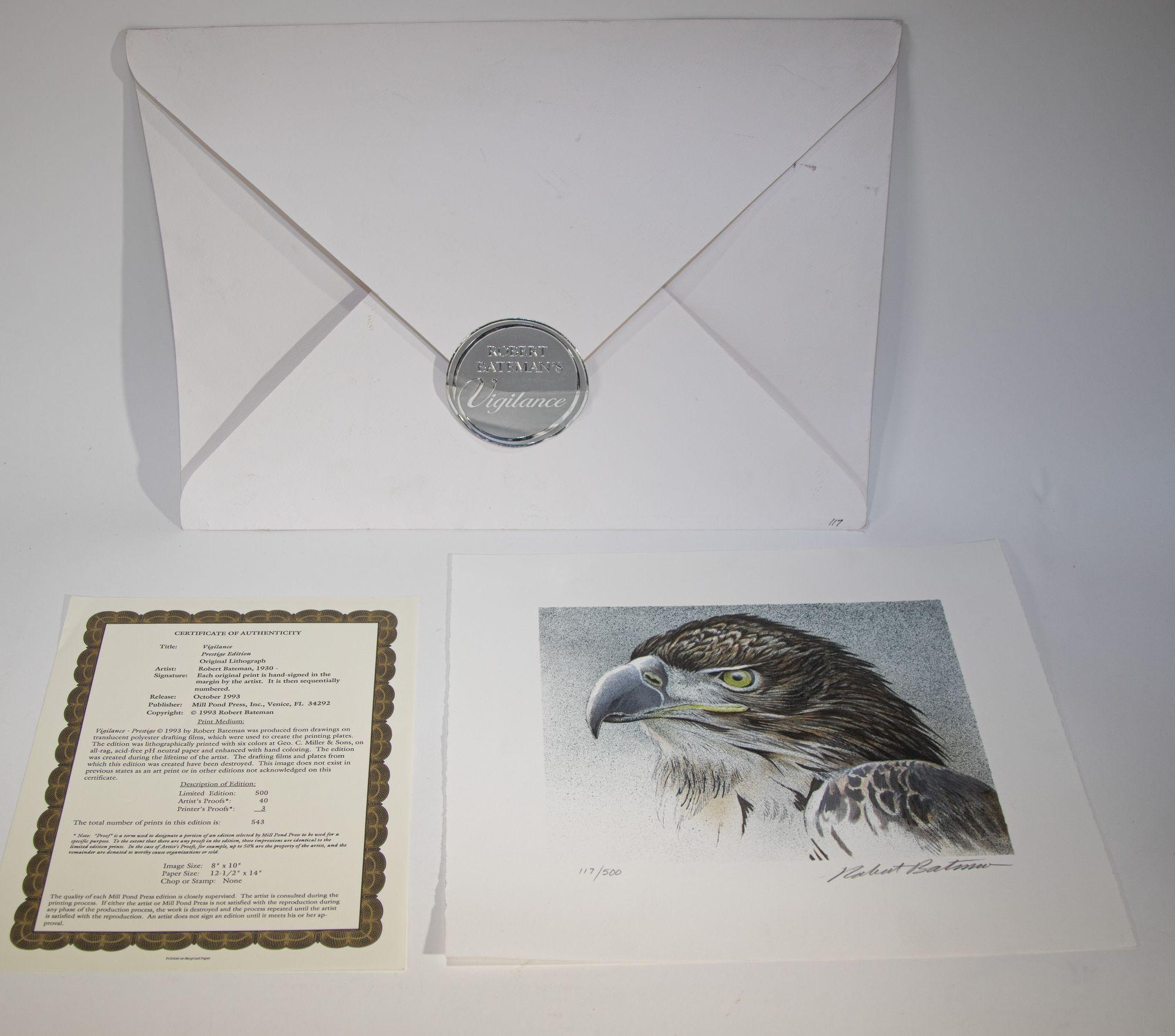 Espressionista Busto di aquila Litografia originale firmata in edizione limitata di Robert Bateman in vendita
