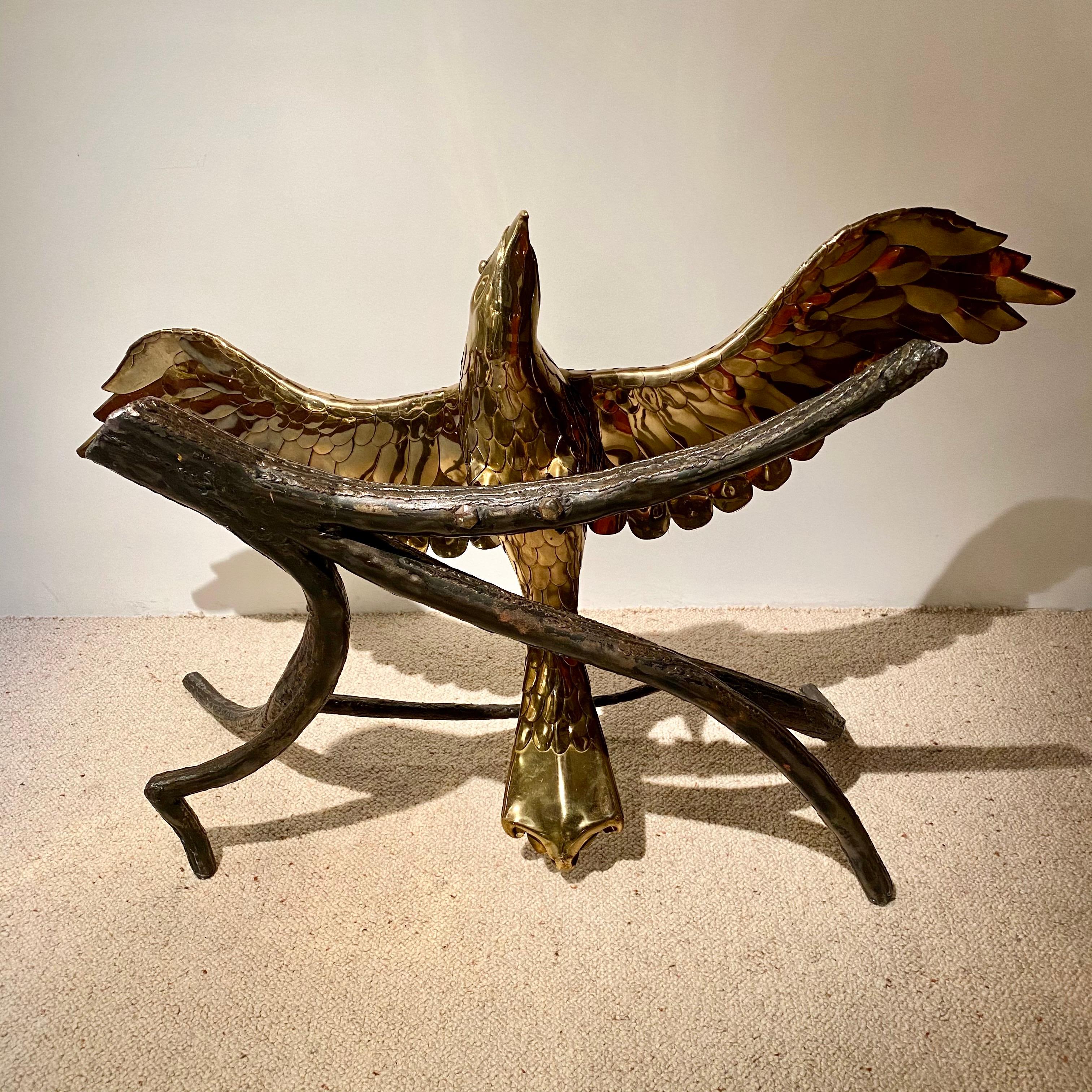 Acier Table basse en forme d'aigle par Alain Chervet, années 1980 en vente