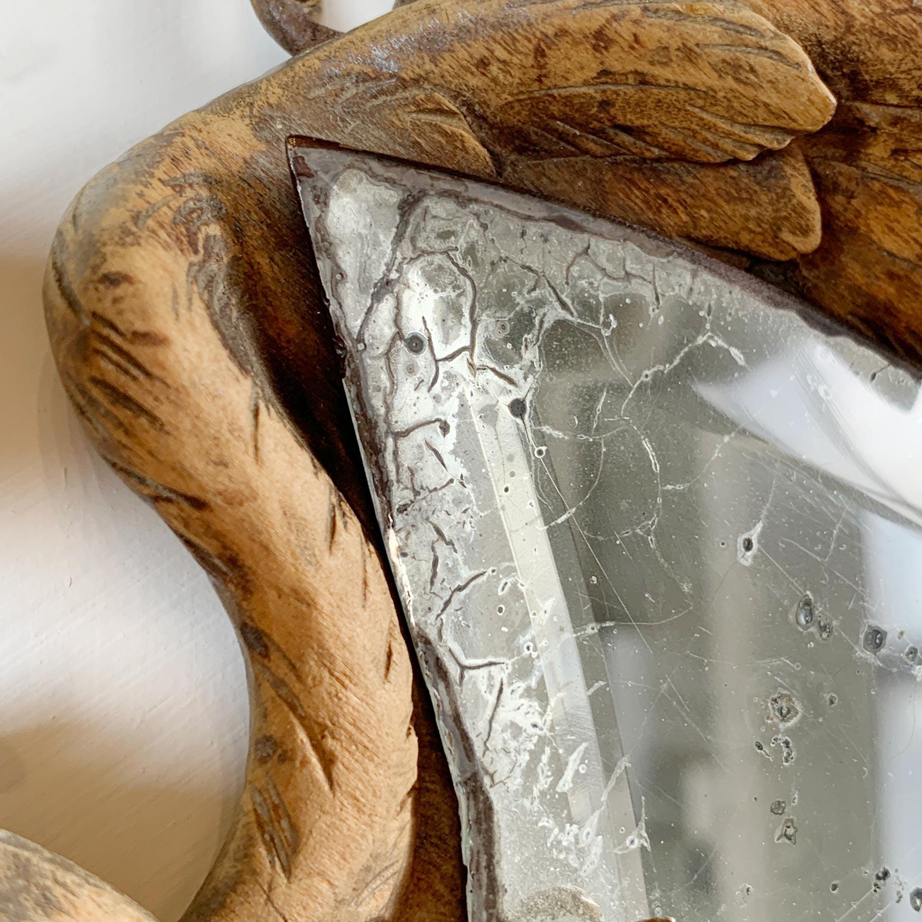 Eagle Crescent Mirror 1890 Black Forest Carving For Sale 2