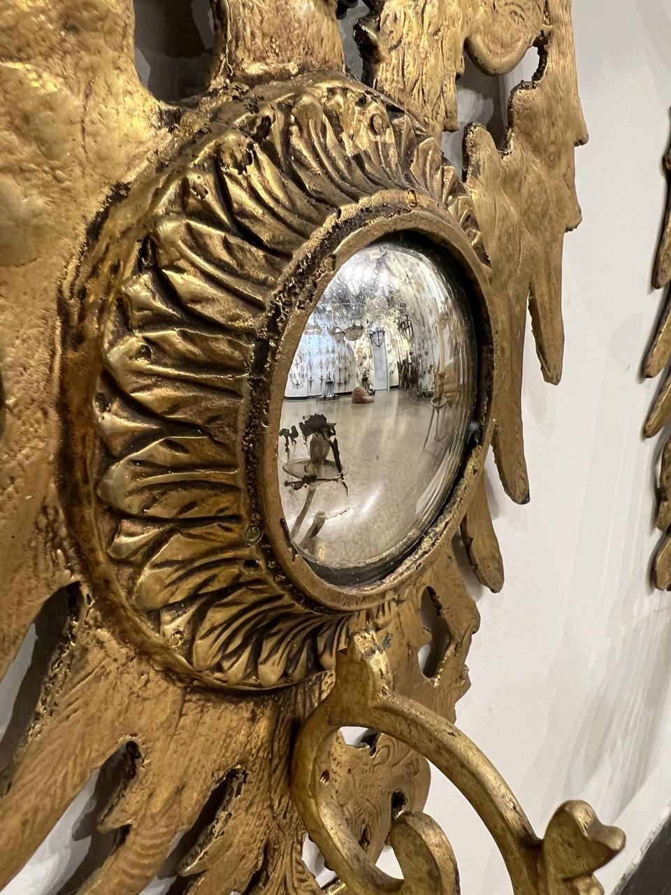 Federal Eagle Design Gilt Bronze Sconces With Mirror For Sale