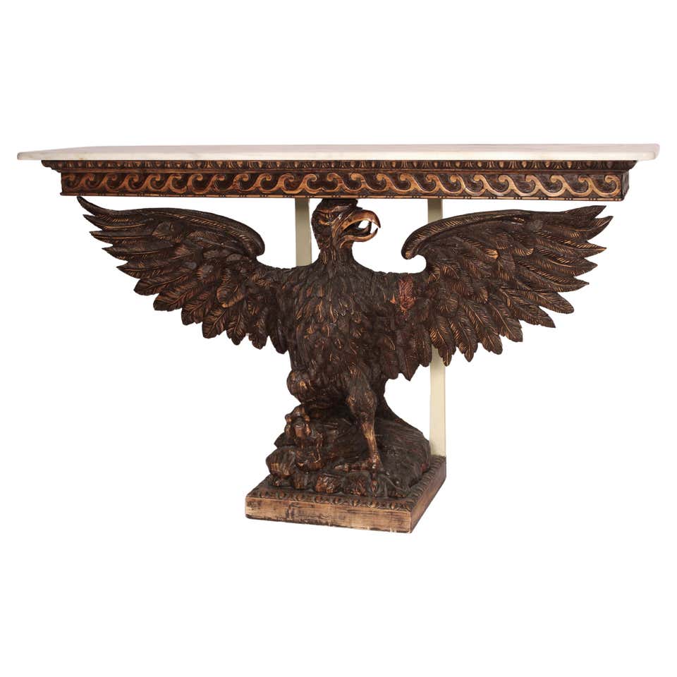 Wood Carved Eagle Table - 52 For Sale on 1stDibs