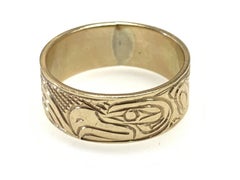 Eagle Haida 14K Yellow Gold Ring Pacific Northwest Coast