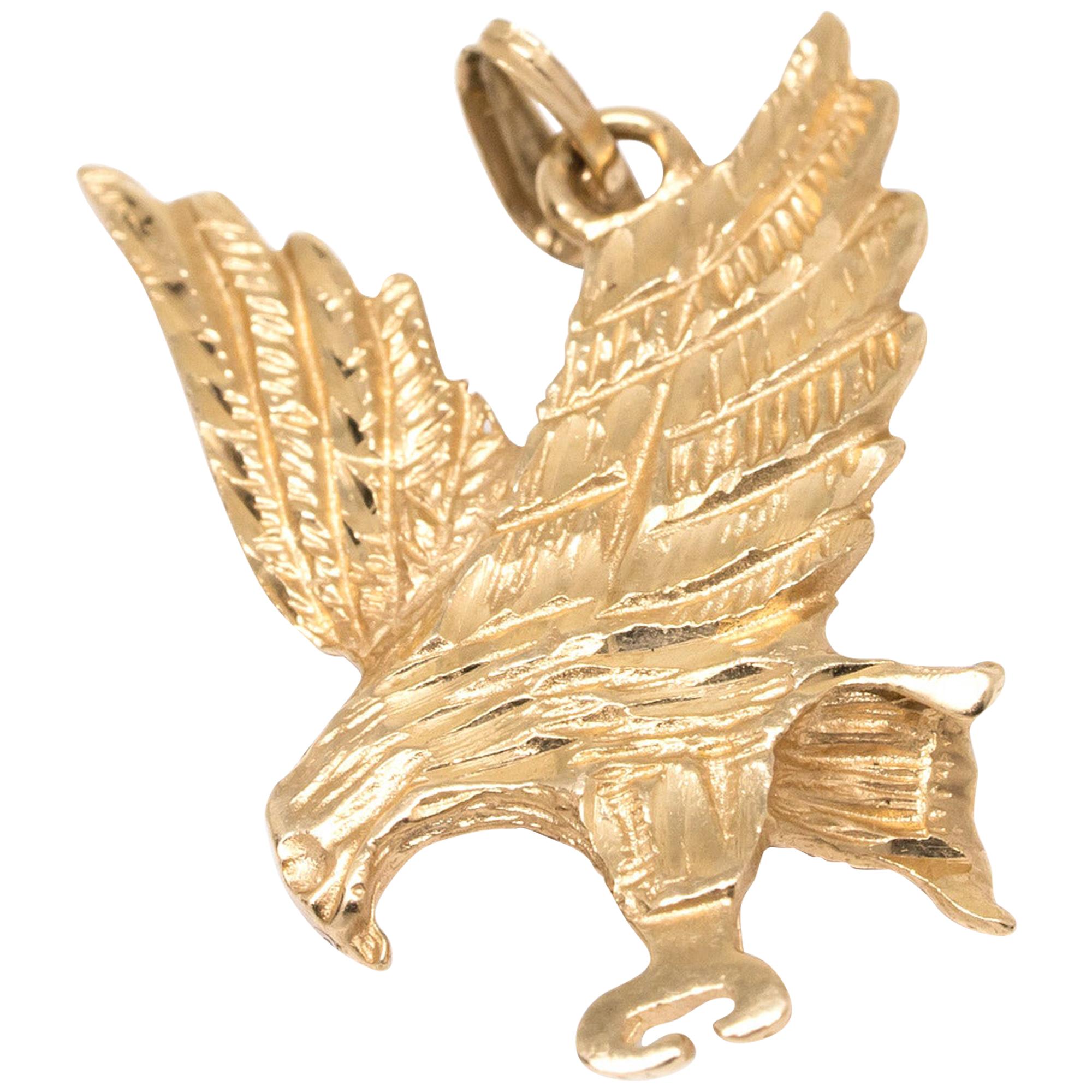 Eagle in Flight Charm in 14 Karat Yellow Gold