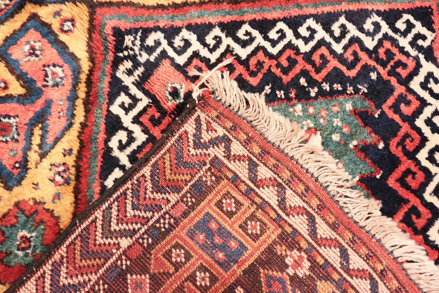 Colorful Eagle Kazak Design Antique Tribal Persian Kurdish Rug 5'3