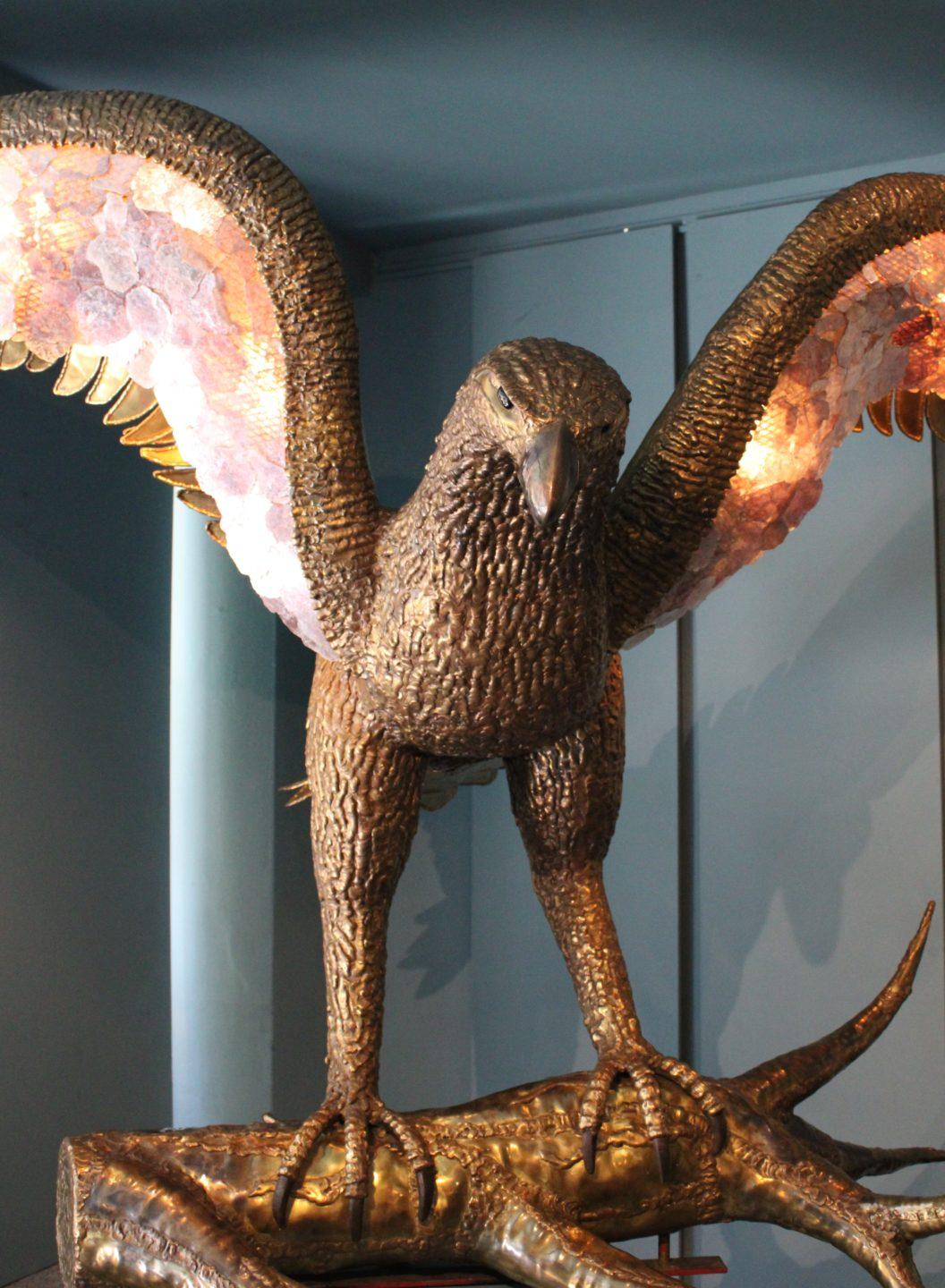 Brass Eagle Light Sculpture by Philippe Lambert