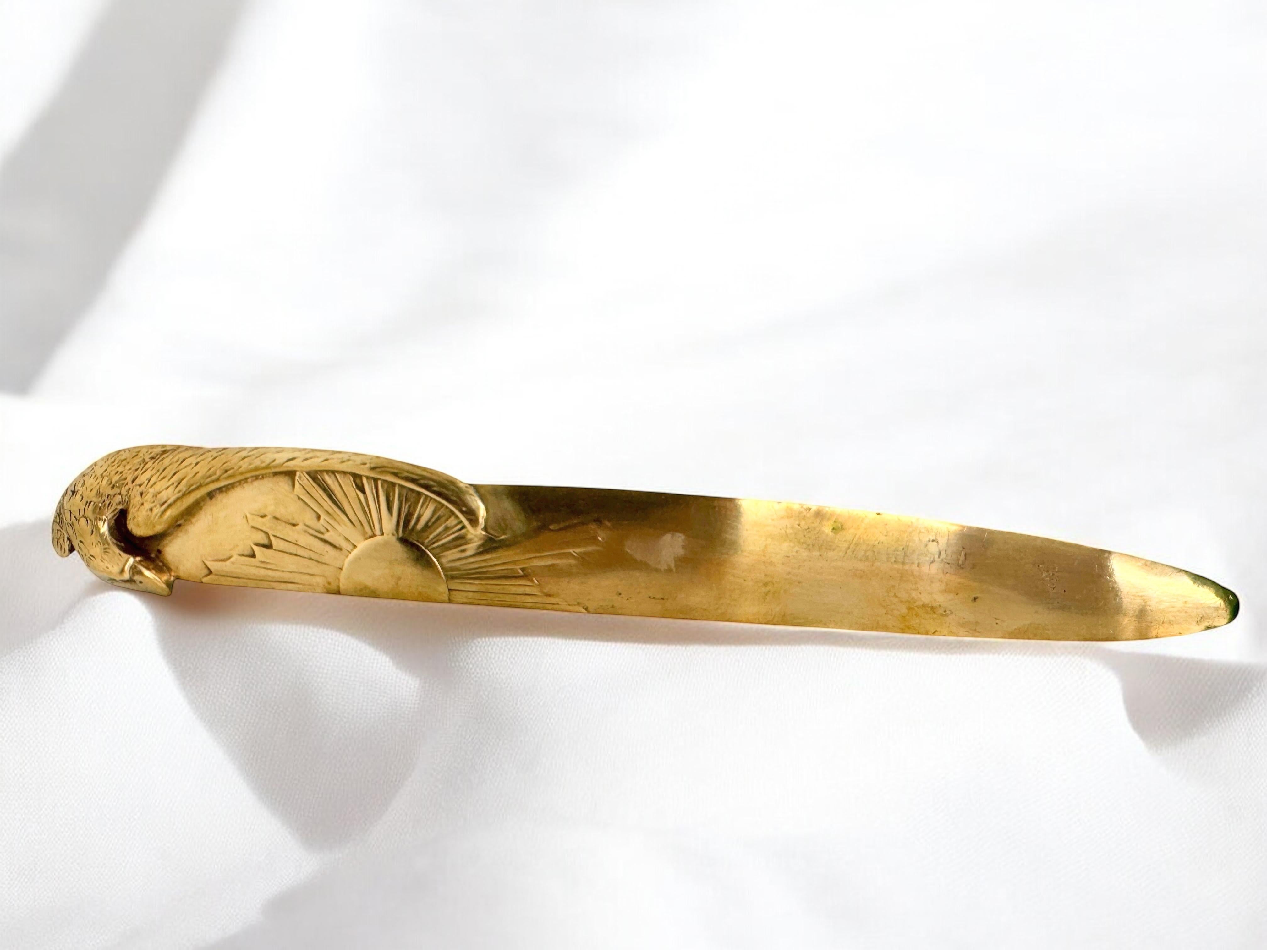 Ouvre-lettres à motif d'aigle Art Nouveau French Antique 1900s signé Mauroy en vente 9