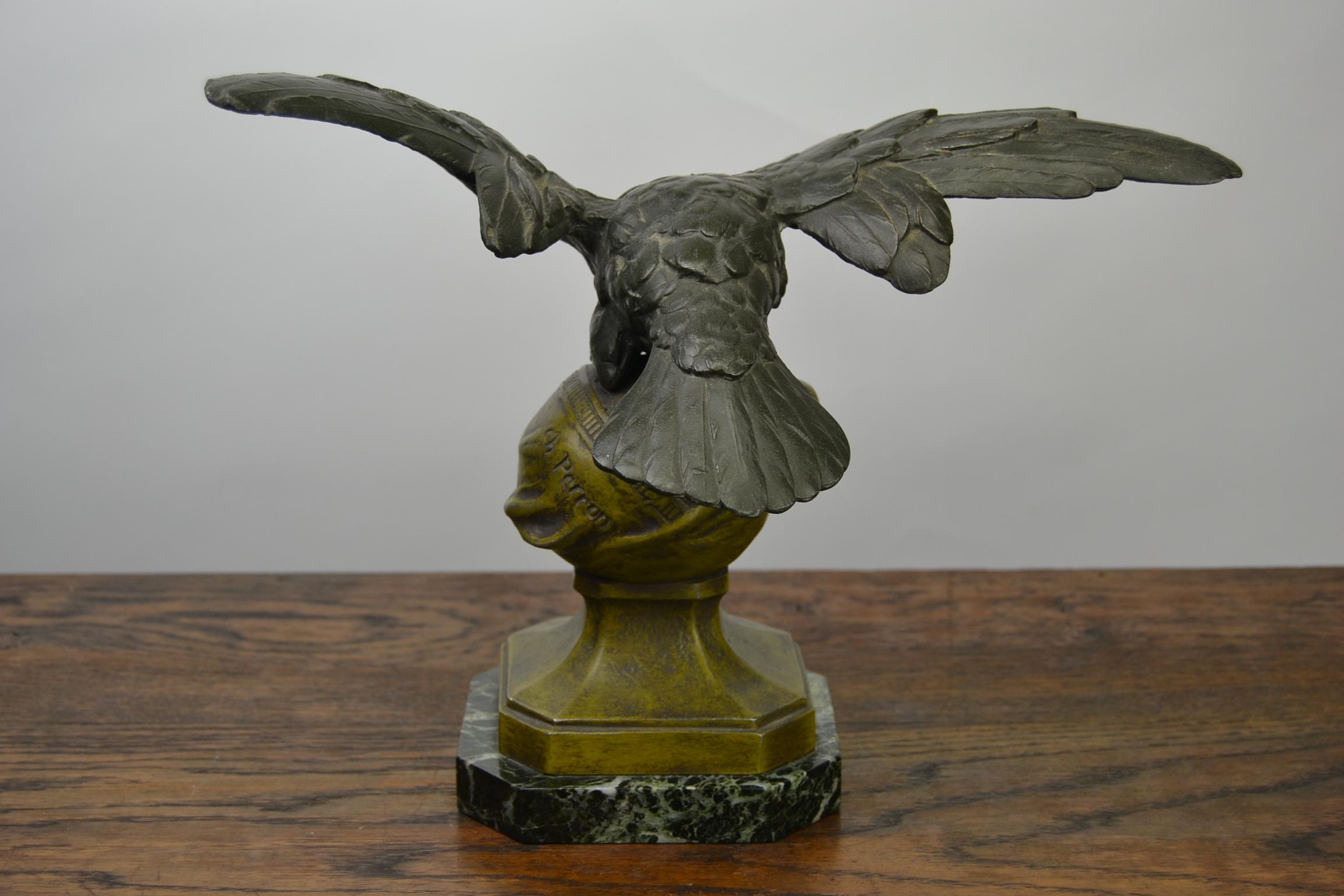 Eagle on Globe Ornament by Ch Perron, France, Art Nouveau 4