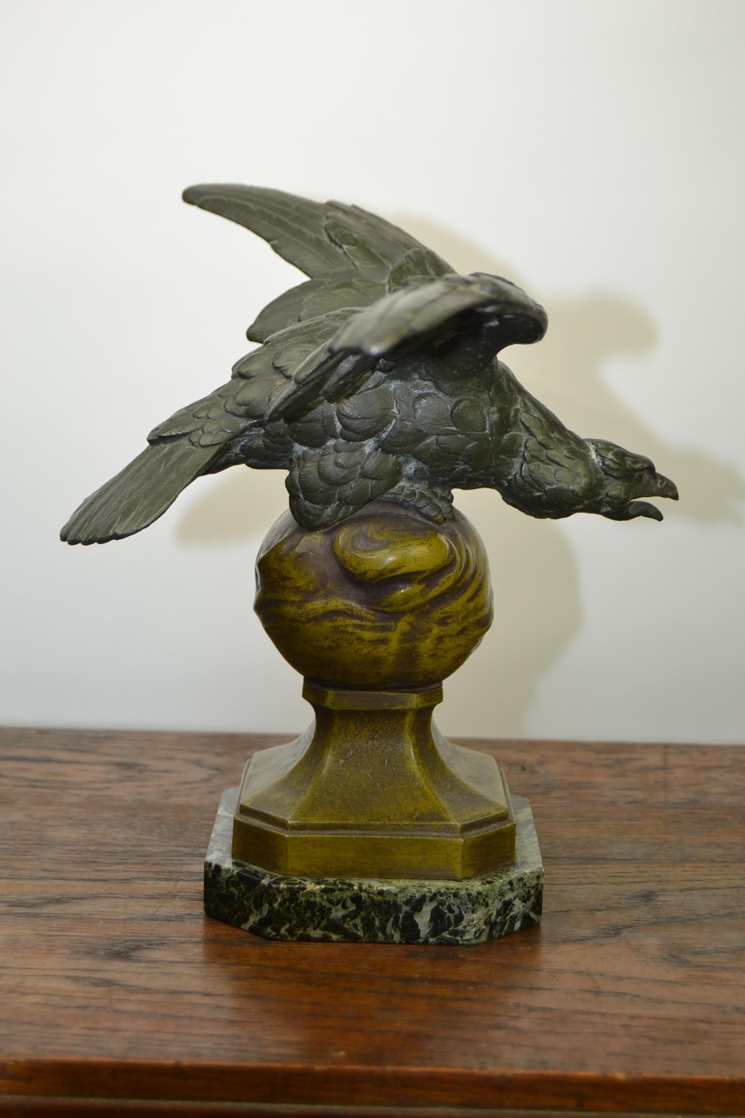 Eagle on Globe Ornament by Ch Perron, France, Art Nouveau 7