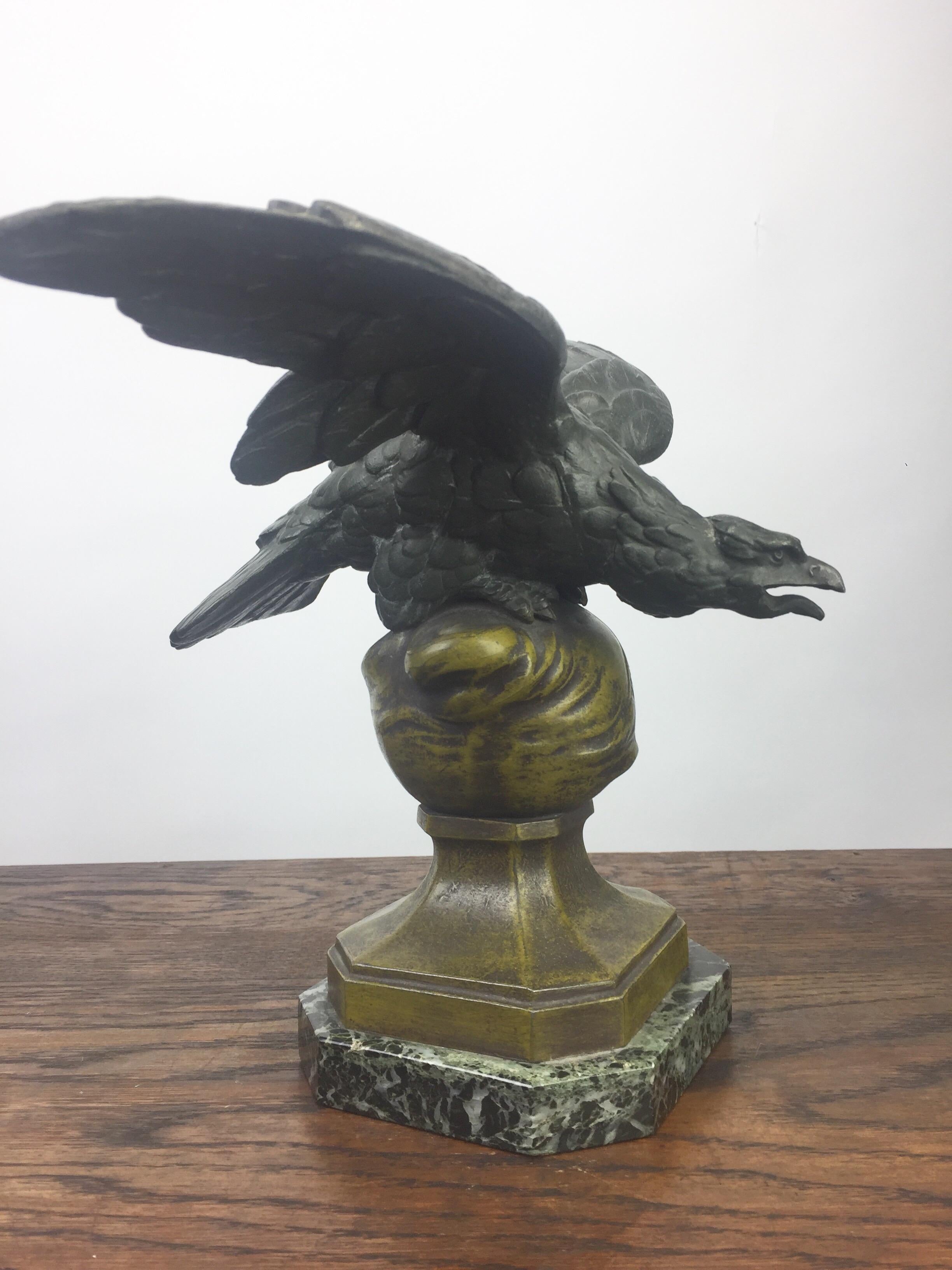 Eagle on Globe Ornament by Ch Perron, France, Art Nouveau 8