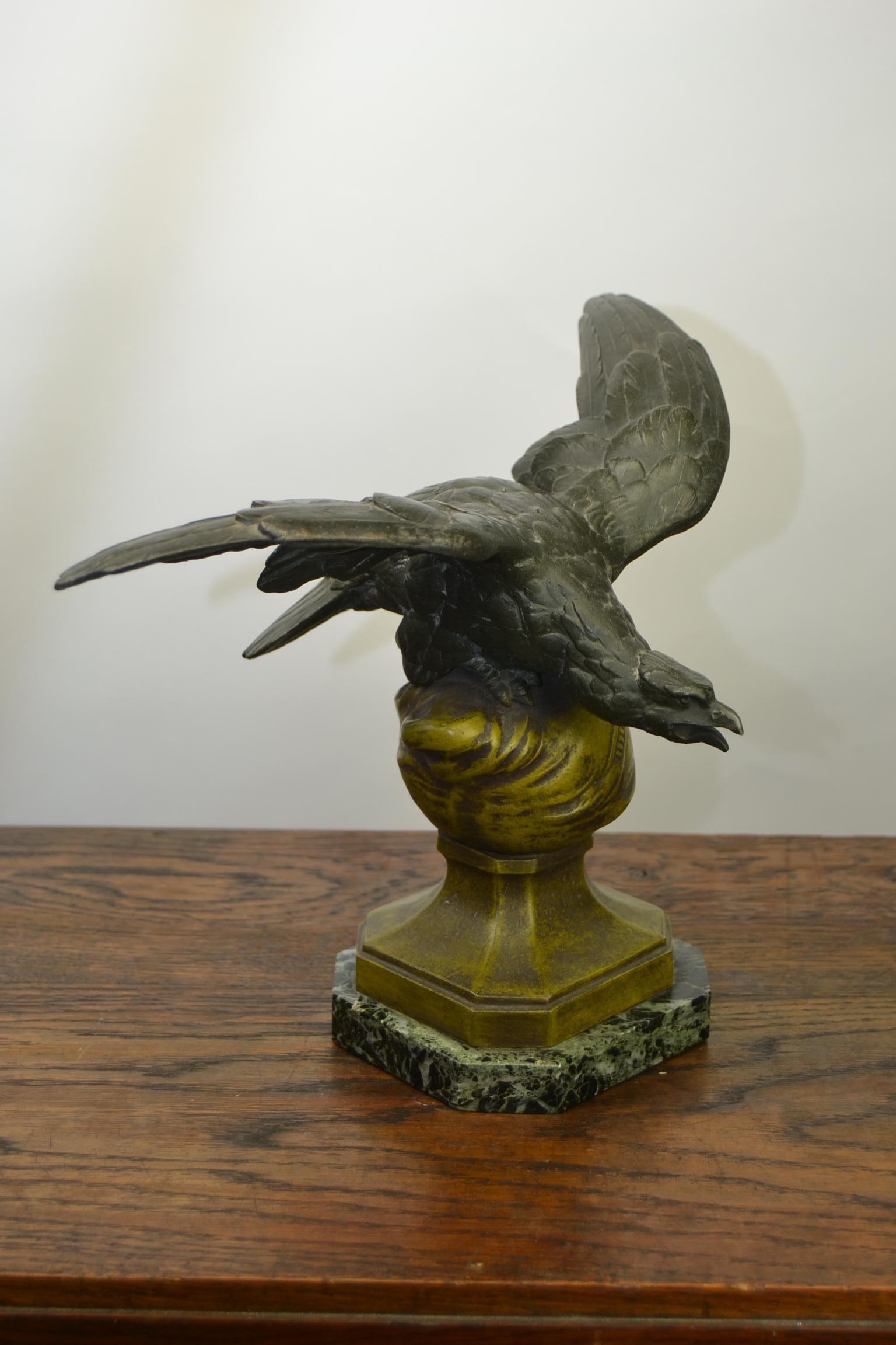 Eagle on Globe Ornament by Ch Perron, France, Art Nouveau 9