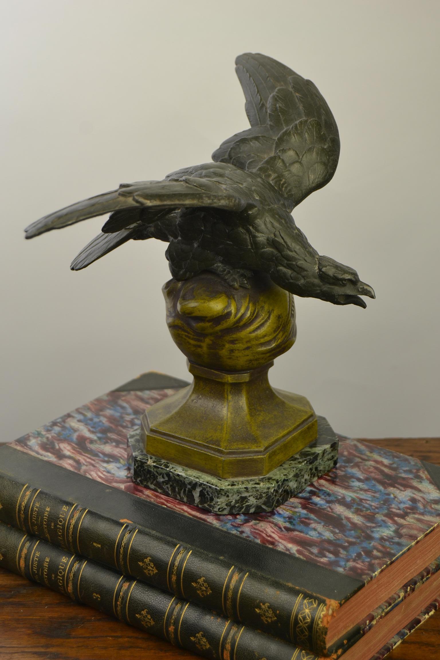 Eagle on Globe Ornament by Ch Perron, France, Art Nouveau 12