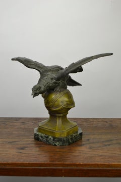 Eagle on Globe Ornament by Ch Perron, France, Art Nouveau