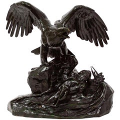 Bronze Sculpture"Eagle Over a Heron" after Antoine-Louis Barye