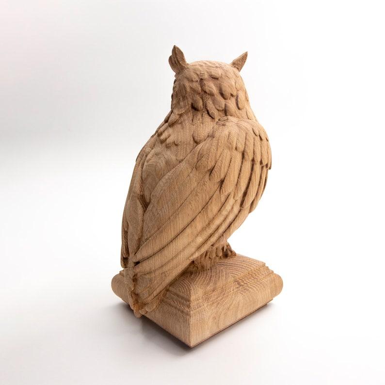 Beech Eagle Owl Staircase Wooden Finial Decor For Sale