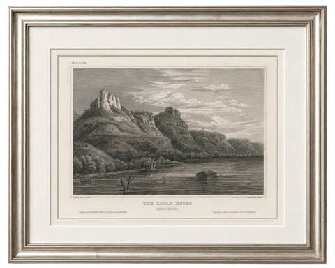 Eagle Rocks Mississippi River, Antique Steel Engraving c.1850