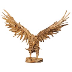 Adler-Skulptur handgefertigt aus Treibholz, 4,5 Ft hoch mit 6+ Ft Flügelspannweite