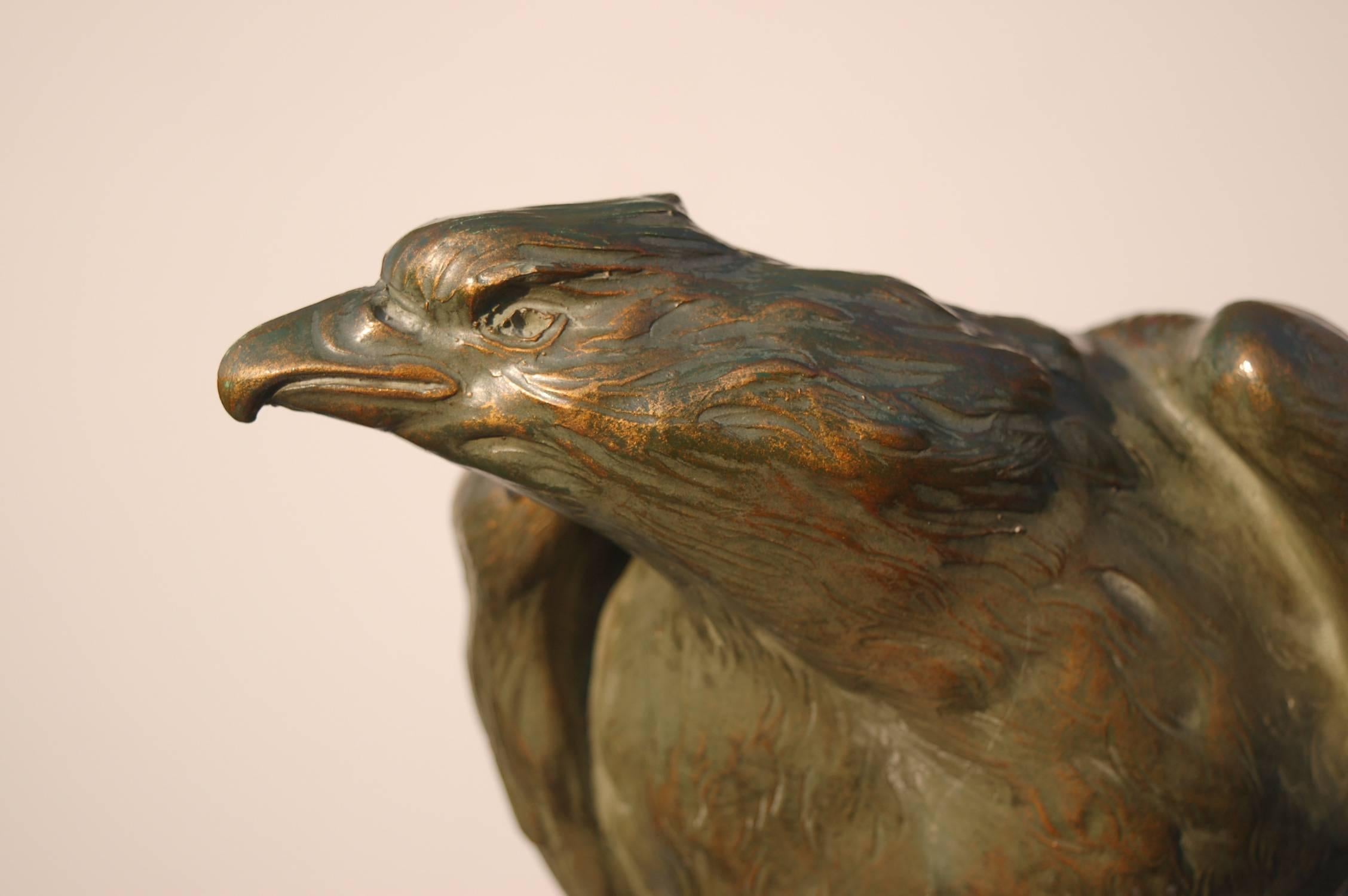 Italian Eagle Sculpture in Patinated Terracotta, Early 20th Century, Italy