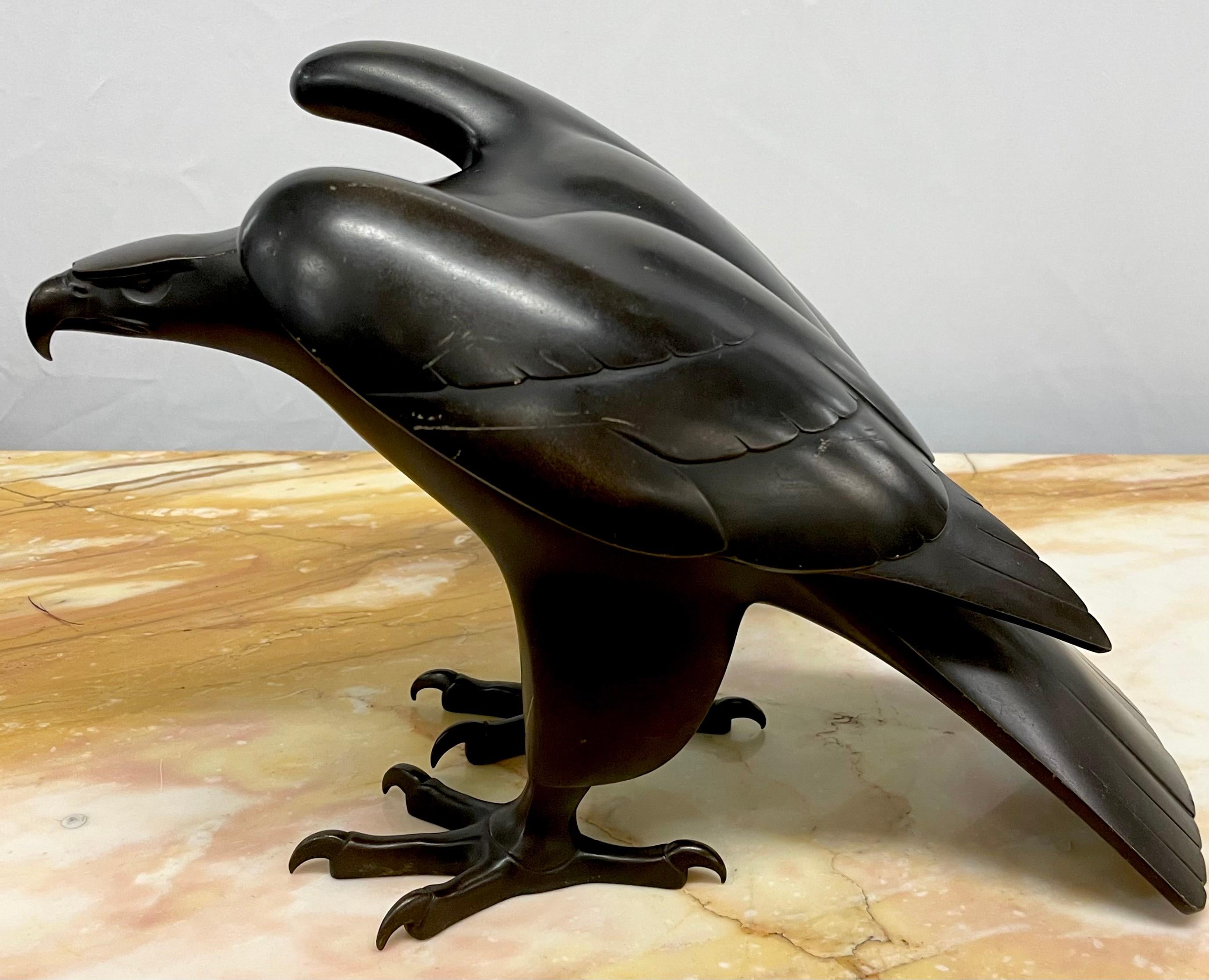 Zai Wang, Eagle Sculpture, Patinated Bronze, Chinese, 1960s For Sale 2