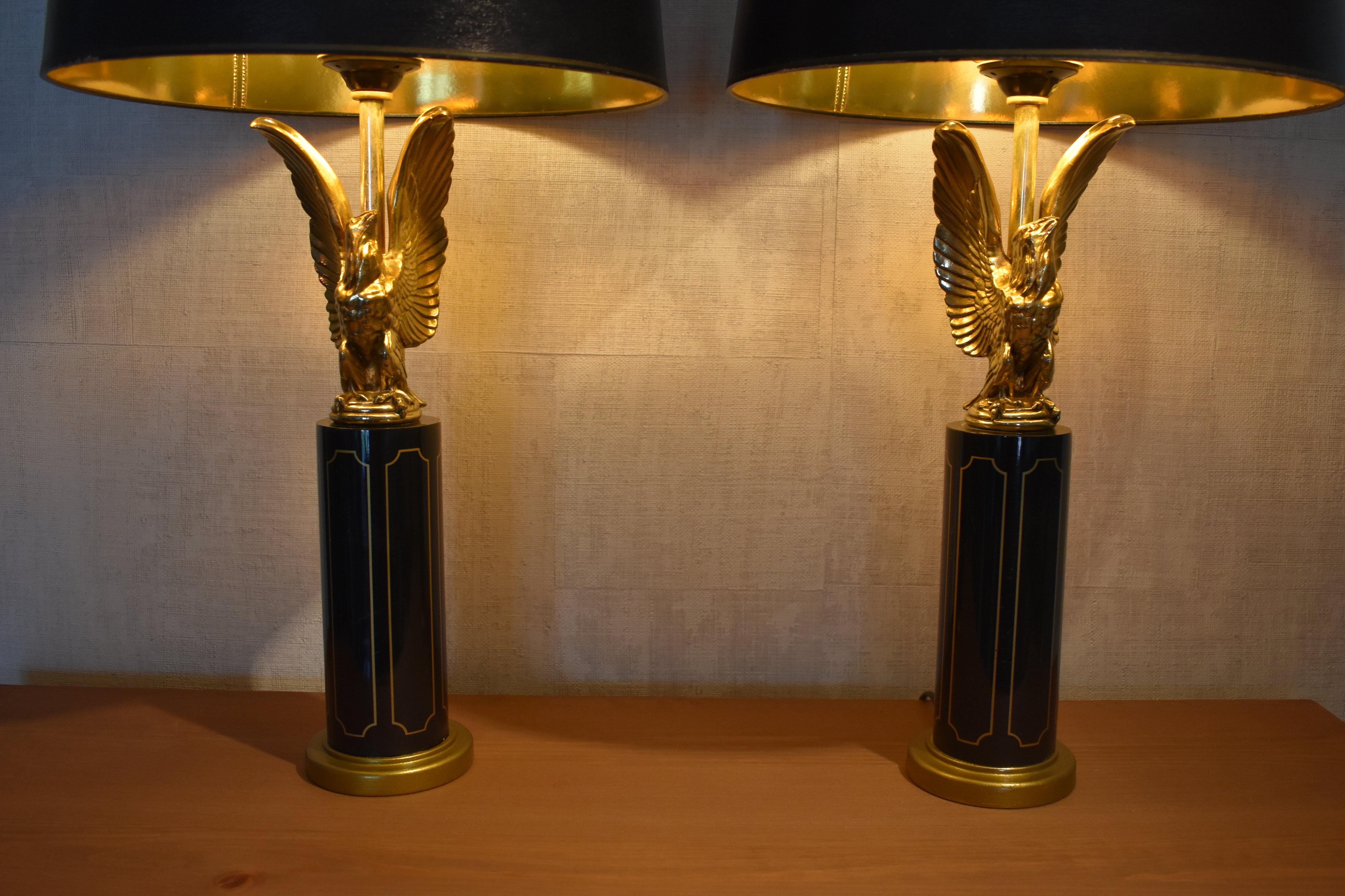 Eagle Table Lamps Attributed to Maison Charles, Hollywood Regency In Good Condition In Amsterdam, NL