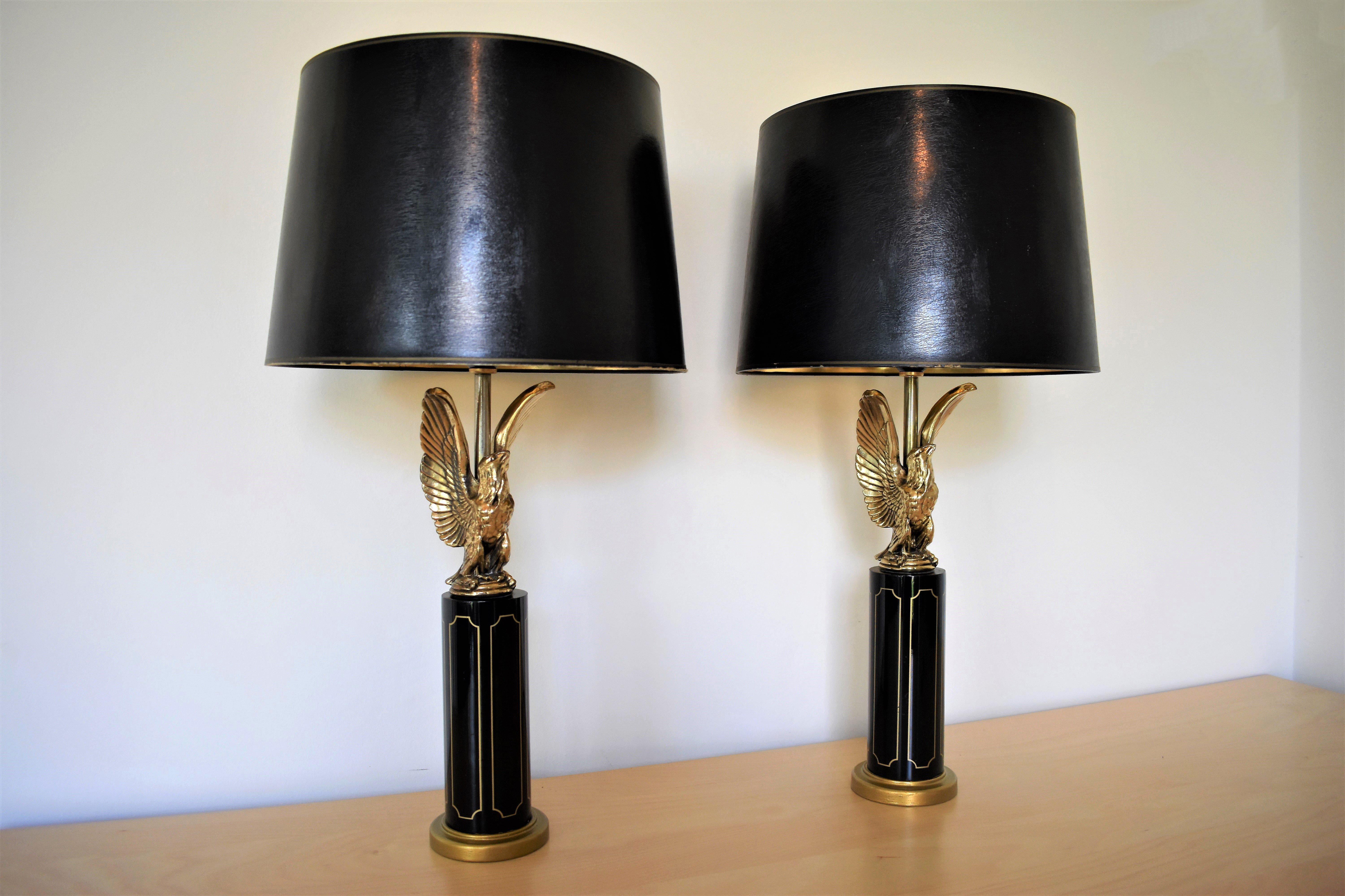 20th Century Eagle Table Lamps Attributed to Maison Charles, Hollywood Regency
