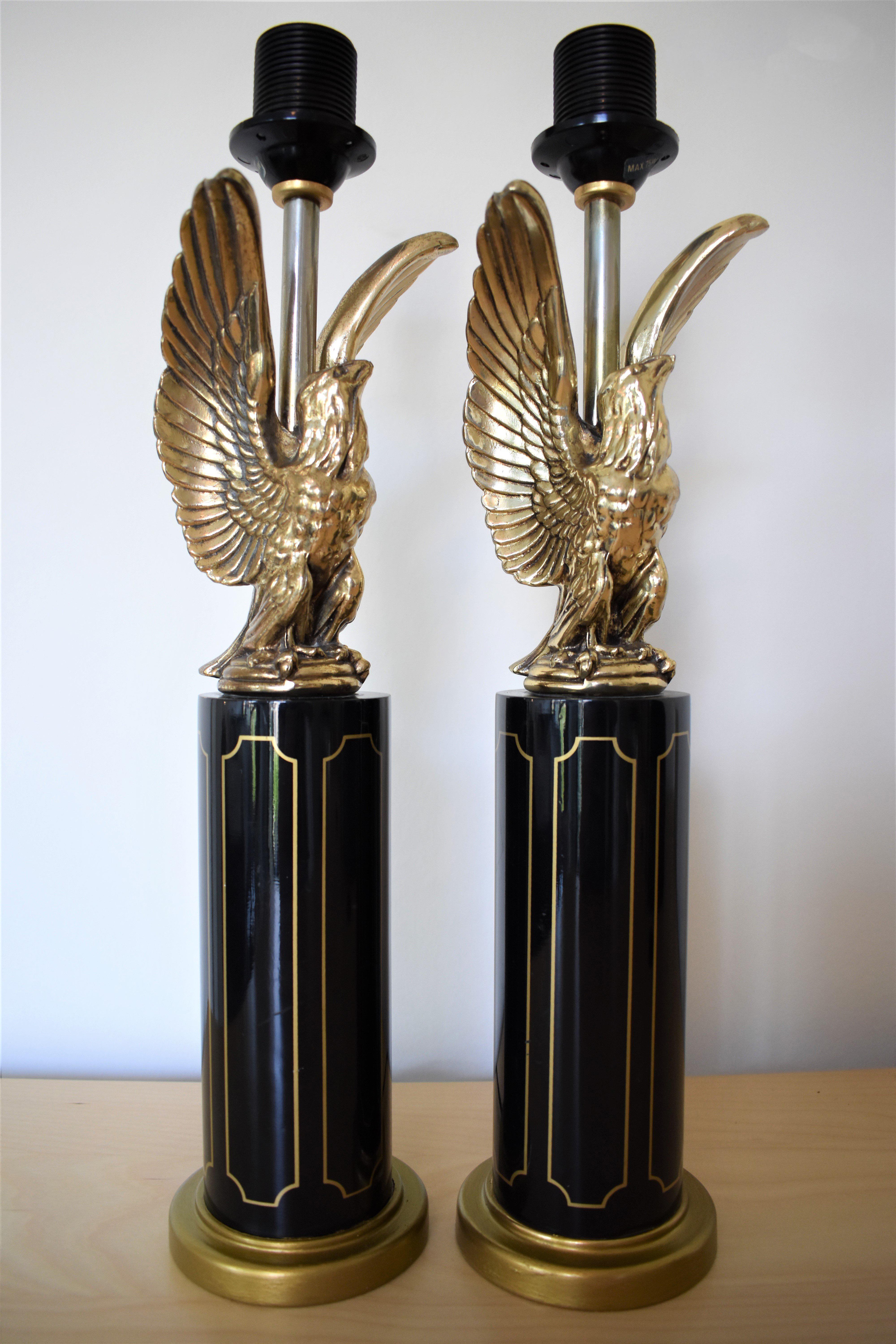 Eagle Table Lamps Attributed to Maison Charles, Hollywood Regency 1