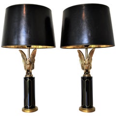 Eagle Table Lamps Attributed to Maison Charles, Hollywood Regency