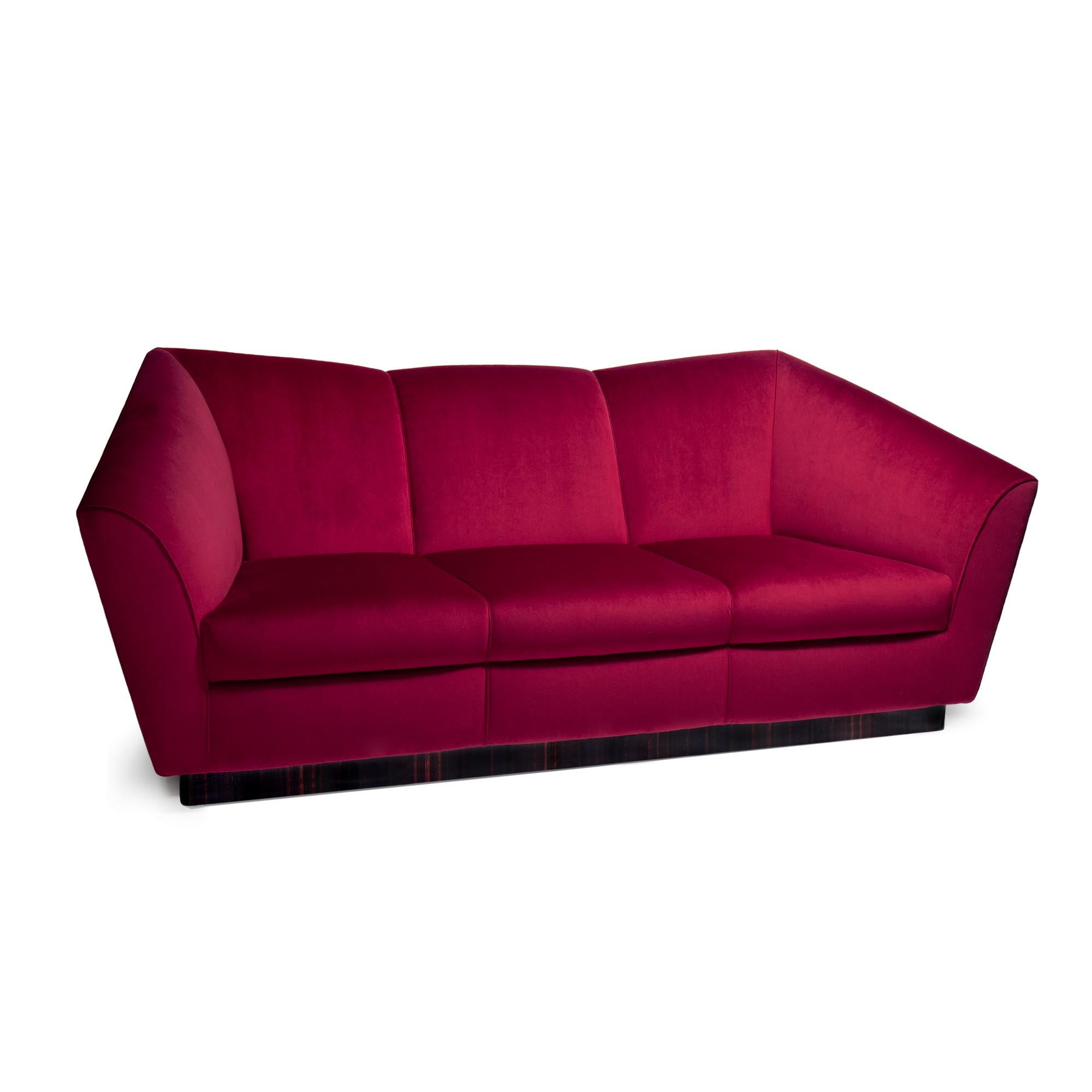 Modern Eagle Three-Seat Sofa, Velvet & Ebony, InsidherLand by Joana Santos Barbosa For Sale