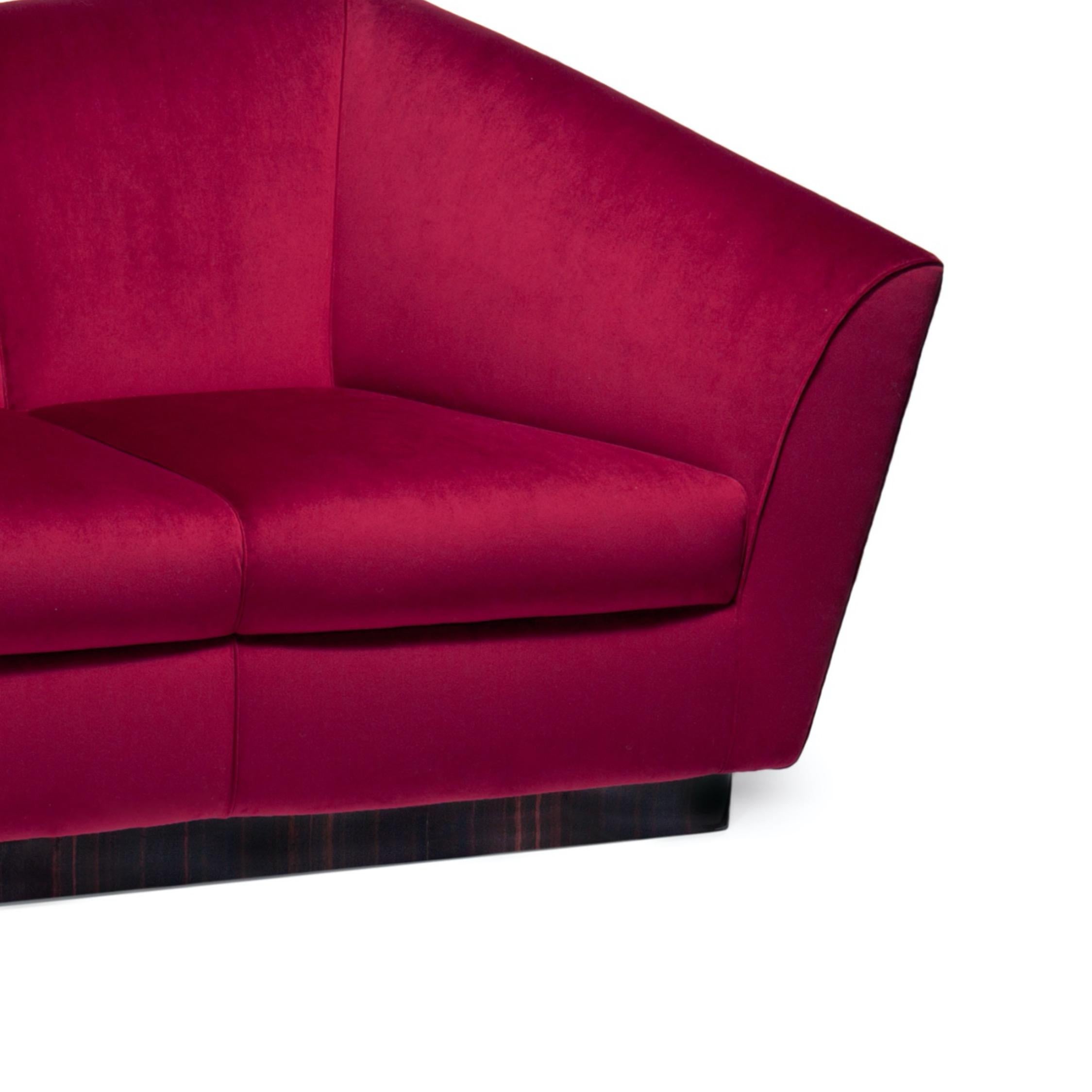 Woodwork Eagle Three-Seat Sofa, Velvet & Ebony, InsidherLand by Joana Santos Barbosa For Sale