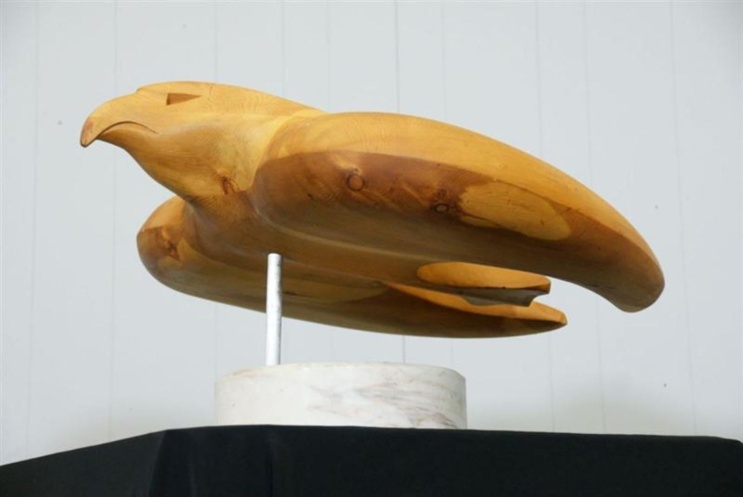 Magnificent Eagle Wood Sculpture
Fascist Modern Style on a White Marble Base
Signed Ruben M.